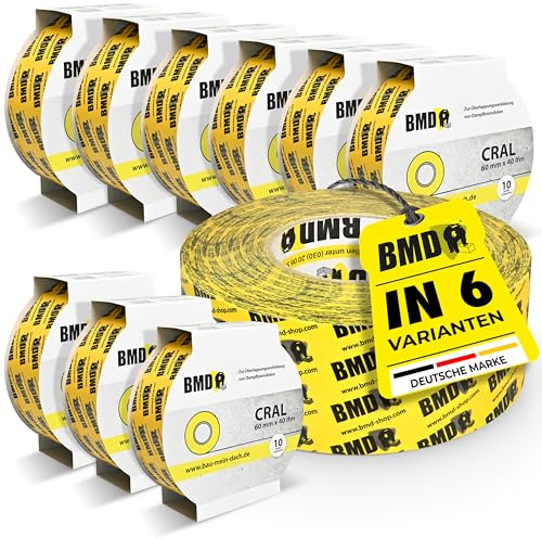 BMD cral Klebeband | 10 Rollen | 60mm x 40m |für Dampfsperren & Dampfbremsen | gemäß DIN EN 4108 Teil 11 und ENEV | Profi Qualität Made in Germany