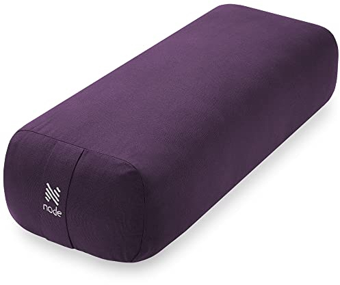 Node Fitness Yoga Meditation Cushion, 25 x 12 Rectangular Bolster with Organic Cotton Cover - Purple