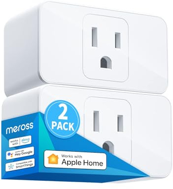 meross Smart Plug Mini, 15A & Reliable Wi-Fi, Support Apple HomeKit, Siri, Alexa, Echo, Google Assistant and Nest Hub, App Control, Timer, No Hub Needed, 2.4G WiFi Only, 2 Pack