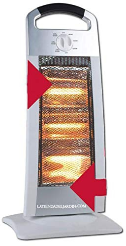 Suinga Stufa alogena oscillante con tre impostazioni di temperatura 400-800-1200 W. Colore argento
