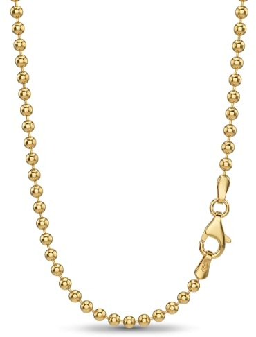 Avesano Kugelkette vergoldet 925 Silber Damen 1,4 mm Halskette 101061-5 | goldene Silberkette Gold Kette Goldkettchen in den Längen 42 45 50 60 70 80 90 cm verfügbar
