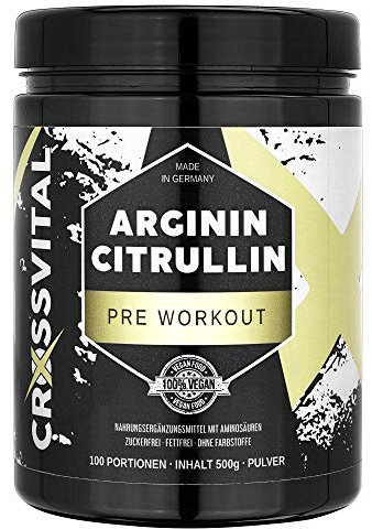 L-ARGININ & L-CITRULLIN Pulver I CROSSVITAL I vegan I 500g I 1A löslich I 100 Portionen I made in Germany