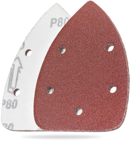 YoiYee Lijadora de papel de lija de grano 80, 5 agujeros, papel de lija de gancho y bucle, ideal para madera/pintura, 140 x 90 mm, rojo