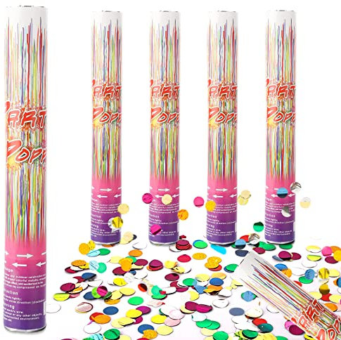 Confettis Poppers Confettis Tube Canons à Confettis Party Popper Lanceur De Confettis Multicolore Pour Mariage Baby Shower FêTe D'Anniversaire Fournitures 5pcs