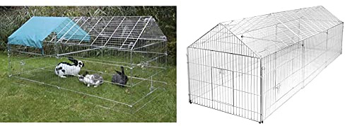 Kerbl Freilaufgehege, verzinkt, mit Sonnenschutz, 220x103x103cm & 70358 Erweiterungsset zu Freilauf- gehege 70345, 110 x 103 x 103 cm