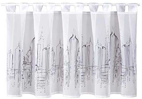 Happy Home Scheibengardine Skyline weiß/anthrazit B/H: 150/50 cm