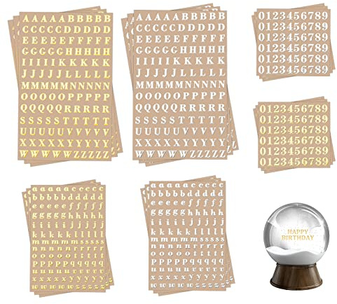 KINBOM 18 Bögen Mini Buchstaben Zahlen Aufkleber 5mm Metall Alphabet Klein Gold & Silber Nummern für Scrapbook DIY-Basteln (Groß- und Kleinbuchstaben)