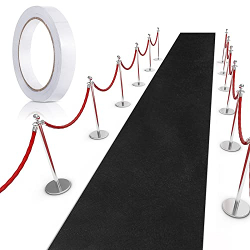 Shappy Black Carpet Runner Rug for Party 55gsm Thickness with Carpet Tape Hallway Rug for Graduate Wedding Party Dance Floor Outdoor Accessories(4 x 16.4 Feet)