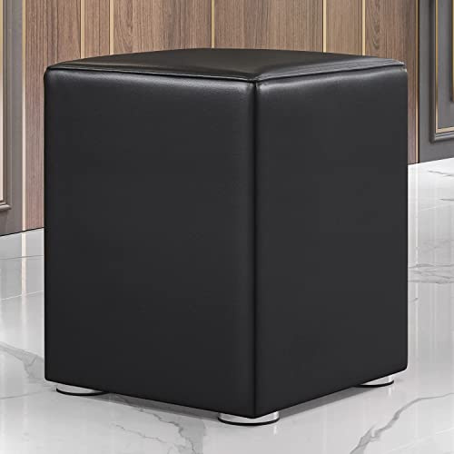 GGMMÖBEL CUBO Full | Bistro Sitzwürfel - Hockerbank | Schwarz | Premium Kunstleder | Sitzhöhe: 48 cm | Leder Dicke: 1,1mm | Schaumstoffdichte: 35Rg | Schaumstoffdicke: 6cm | Quadratisch