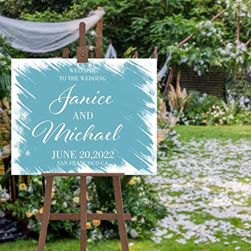 Panneau de calligraphie moderne avec texte personnalisé minimaliste - Panneau de mariage personnalisé - Panneau d'entrée de bienvenue pour invités de mariage - 50,8 x 76,2 cm