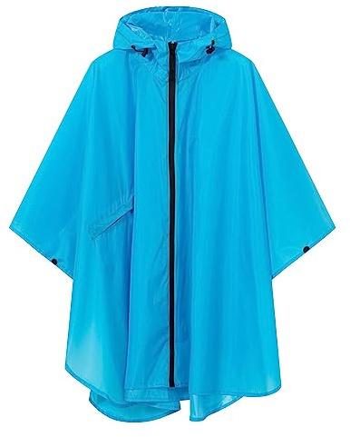 SaphiRose Lightweight Kids Rain Poncho Waterproof Jacket Zipper Up Rain Coat Blue Medium