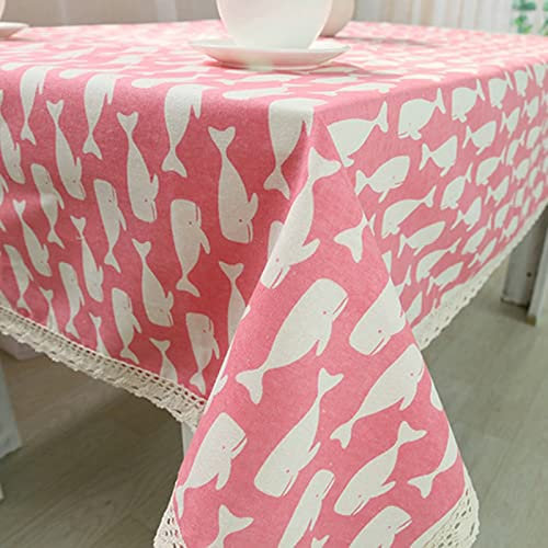 EHOMERY Tischdecken Häkeln Tischtuchpapier Wal Tischdecke Geburtstag Stoff African Tablecloth Rosa Tischschutz Dekoration 140X200Cm