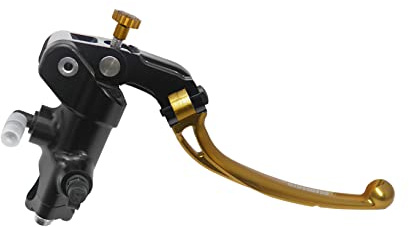 Pompa Freno Forgiata 19X17-18-19 Con Corpo Pompa Anodizato Nero, Leva Snodata Lunga Oro (Pomello+Leva) per Suzuki GSX-R 750 dal 2008 al 2017, CC 750