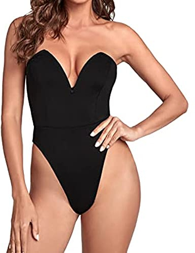 TOEECY Body Donna sexy Intimo Senza Spalline Slim One Piece Thong Corsetto Bodysuit Aderente lingerie Jumpsuits Modo Nero Going Out Tubo Top