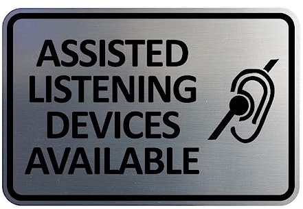 Signs ByLITA Classic Framed Assisted Listening Devices Available Sign (Brushed Silver) - Large