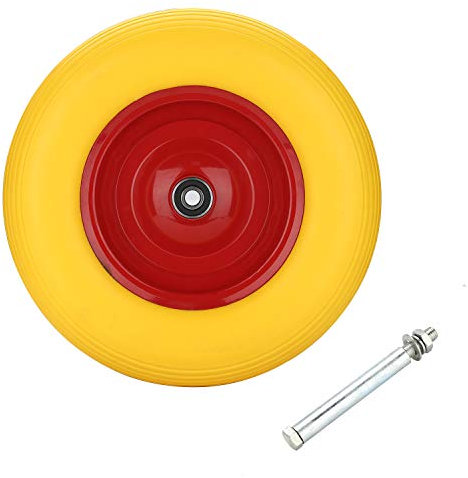 Eulenke Ruota per carriola | 4.80 4.00 – 8 gomma piena con asse, pneumatici per carriola, 390 mm | ruota in gomma resistente alle forature, portata 200 kg | ruota di ricambio | ruota di ricambio per