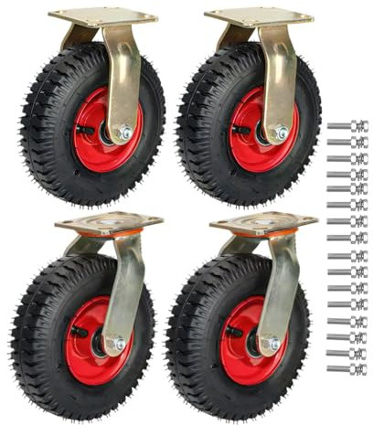 4er SET Möbel Industrierollen, Lenkrolle Mit Bremse, Bockrolle Leise Durchmesser 200/250MM Abriebfest Gummi Transportrollen, Für Trolleys Möbelroller Transportroller Werkbank Rollen