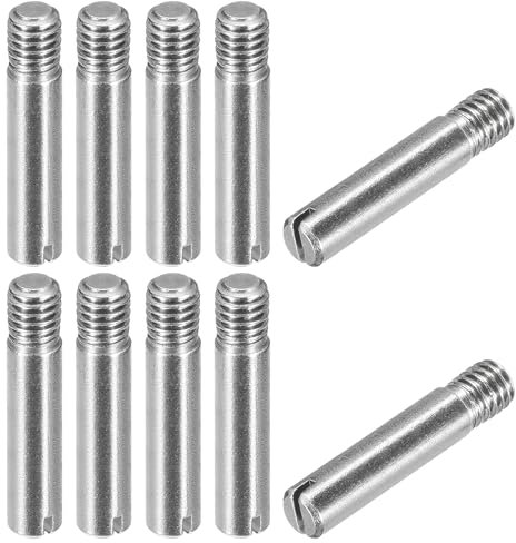sourcing map 10Pcs M6 x 30mm Slotted Cylindrical Pin 304 Stainless Steel Dowel External Thread Locating Pin for Furniture Cabinets
