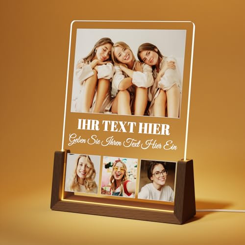 Giftove Personalisierte Foto-Bilderrahmen - Personalisierte Geschenke | Individuelle Geschenke für Beste Freundin, Schwester, Frauen, BFF & Familie - Fotogeschenk für Geburtstag & Weihnachten - LED