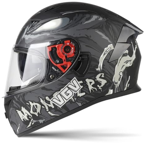 ZXJDP Integraler Motorradhelm Integralhelm DOT/ECE Doppelvisier Vollvisierhelm,Leichter Jethelm Roller-Helm Scooter-Helm Moped Mofa-Helm für Männer Frauen Unisex,Grey Monster,M