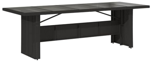 vidaXL Gartentisch mit Glasplatte Schwarz 240x90x75 cm Poly Rattan