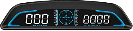 HUD G3 Tachometer Heads Up Display Auto, Dekorative Atmosphärenleuchten, Digitale Geschwindigkeit, GPS Kompass, Fahrzeit, Distanz, Satellitenzeit, Ermüdungsalarm, für alle Autos Zeit