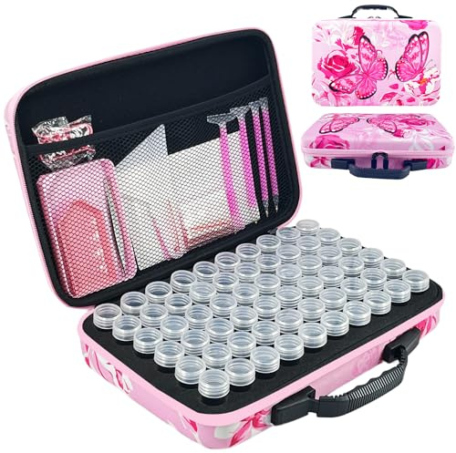 LIRUNQIU Diamond Painting Zubeh?r Boxen, 60 St¨¹ck Diamant Painting Aufbewahrungsbox Kits Werkzeug Set mit Stickers Tablett Stift