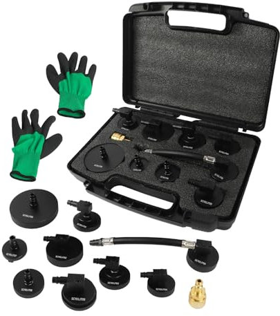 10tlg Bremsenentlüftungsgerät Adapter Set, Adapter Setfür Druckluft Bremsenentlüftungsgerät E20 bremsflüssigkeit Adapter Set für Hauptbremszylinder Entlüftungs in Kraftfahrzeugen (Aluminium)