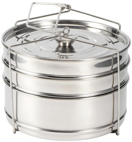 Sartenes apilables de 3 niveles de acero inoxidable, olla en olla, vaporizador de alimentos, olla de vapor para verduras, olla de vapor, accesorios para olla a presión