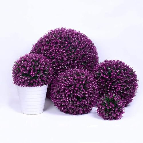 WPJBDS Künstliche Buchsbaumkugel, Künstliche Topiary-Kugeln, Künstliche Pflanzen Im Freien, Künstliche Pflanzenkugel Für Den Innen- Und Außenbereich, Gartendekoration(Size:12inch/30cm,Color:Lila)