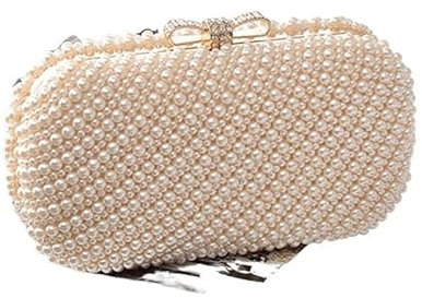 ZLYXZQG Perlen Abendtaschen Süße Damen-Mädchen-Frauen-Perlen-Clutch-Tasche, Elegante Party-Abendtasche(Pink)