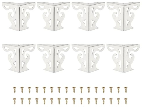 PATIKIL 3 Inch Hollow Out Furniture Legs, Set of 8 Modern Metal Triangle Couch Feet Replacement Sofa Legs for Cabinet Dresser Cupboard Table Chair Ottoman Bookcase Wardrobe, Silver