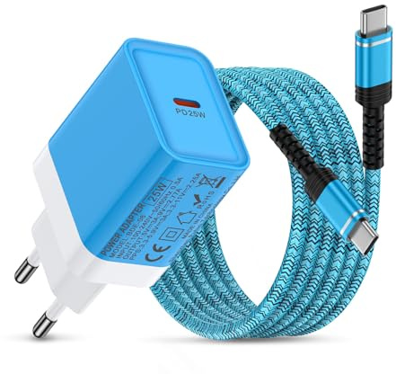 25W Ladegerät USB C mit Ladekabel, USB C Netzteil Schnellladegerät Typ C Handy Ladegeräte Stecker Adapter mit Kabel für Samsung Galaxy A17/A57/A16/A56/A26/A36/A55/A54/A35/S26/S25/S24/S23/S22/S21/S20