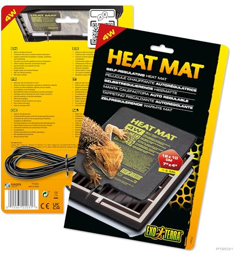 Exo Terra Heat Mat – Self-Regulating Reptile Heating Pad for Terrariums, Conductive Source for Reptiles & Amphibians, Fast Warm-Up, Safe & Energy Efficient, Even Distribution 4W