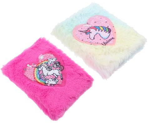 DRESSOOS 2stücke Teiliges Mädchen Tagebuch Aus Plüsch Für Schüler Niedliches Notizbuch Mit Buntem Design Geeignet Für Kreative Schreibprojekte Und Hochzeitsgelübde Für Mädchen Im