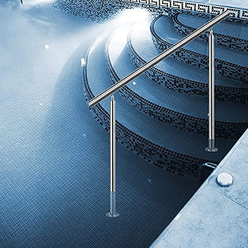 Barandilla de piscina para escaleras, barandilla de metal ajustable con kit de instalación, ideal para jardín, porche, interior y exterior