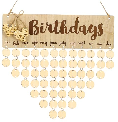 UTHCLO Holzgeburtstagskalender DIY Wandkalender Mit Hängendem Erinnerungsbrett Rustikales Für Zuhause Geburtstags Tracker Aus Mit Personalisierbaren Buchstaben Und Symbolen