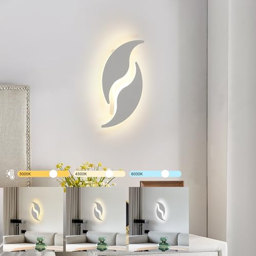 Dorlink LED wandleuchte innen Dimmbar, wandlampe innen Moderne Wandlampe Schlafzimmer, 24W 3 Farbtemperatur 3000K/4500K/6500K, led wandleuchte innen Art Deco Blatt Für Nachttisch, Flur