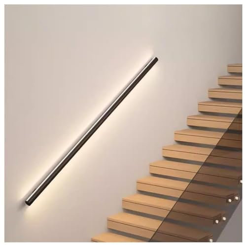 Stair handrail lights LED Handrail Aluminum Handrail Lights Illuminated Round Rail Wall Lamp Cable Railing System for Deck Stair Indoor Outdoor(Black-Left,19.7/0.5m))