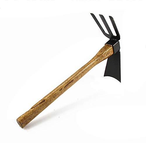 Garden Cultivator Hoe and Rake 2 in 1 Dual Headed Hand Held Hoe and Rake Thickened Wooden Handle Flower and Vegetable Planting Tools Garden Weeding Tool for Home Garden Farming Agriculture