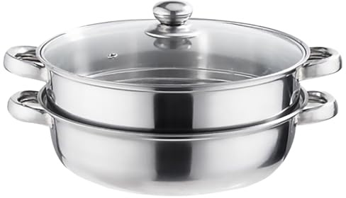 STOBAZA Pentola Doppia Cottura Multifunzionale in Acciaio Inossidabile 28cm Due Strati per Bollire e Cuocere a Vapore in Cucina