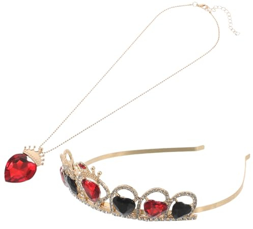 Garneck Couronne et Collier Forme de Cœur Rouge avec Cristaux pour Anniversaires Mariages et Saint-valentin