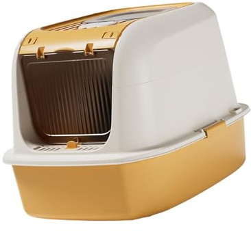 KiBcsLic Cat Litter Box with Sandbox, Stable, Enclosed, for Small And Medium-sized Animals, Yellow