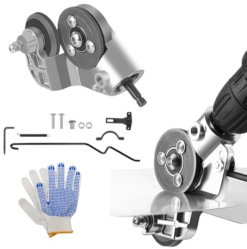 Titanium Drill Nibbler Sheet Metal Cutting Tool, Universal Electric Drill Attachment for Cutting Steel, Aluminum, Copper, Iron – Includes Adapter and Wrenches