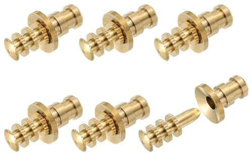 sourcing map 6Pcs Table Leaf Dowel Pin, 8x14x26.5mm Brass Table Top Leaf Alignment Pins Desk Bolt Sleeve Connectors for Furniture Cabinet Wooden Box, Gold Tone