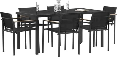 vidaXL Set di Mobili da Esterno 7 pcs Nero e antracite Textilene, Set di mobili da giardino moderni, in acciaio resistente, per terrazzi e giardini, seduta duratura e stile