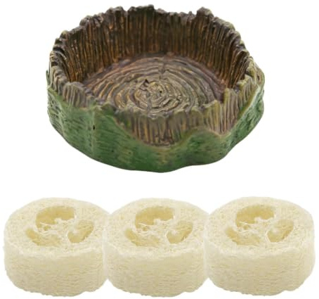 Dubias - Cuenca de agua para cucarachas con , cuencos de alimentación para tocones de árbol de cucarachas | Plato de alimentación para reptiles, hábitat para cucarachas vivas, grillos y coletes, suministros de hábitat