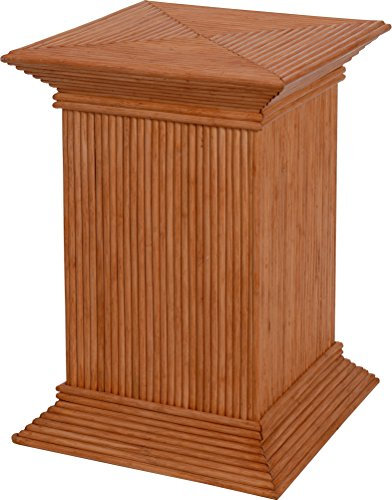 Korb-Outlet Blumensäule, Pflanzenständer XXL aus echtem Rattan/Blumenhocker 50x50x72cm (Terracotta)
