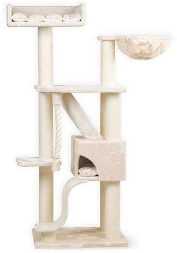 RHRQuality Kratzbaum für große Katzen – Kilimandjaro Deluxe – 195 cm hoch – mit 12 cm Sisalstämmen & luxuriösem Liegeplatz – hellgrau