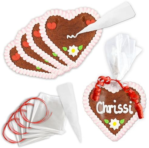 10x Mini Lebkuchenherz Rohling Selbst-beschriften-Set, 12 cm, rosa-weiß | LEBKUCHEN WELT Lebkuchenherzen ohne Text | Lebkuchen Herz selber beschriften – DIY, Bastelidee, Zuckerguss, essbar
